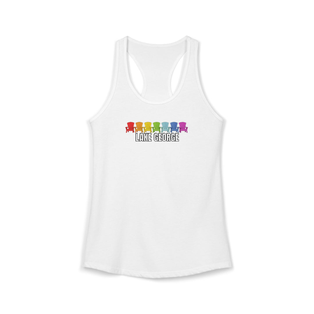 Lake George Rainbow Chairs Racerback Tank