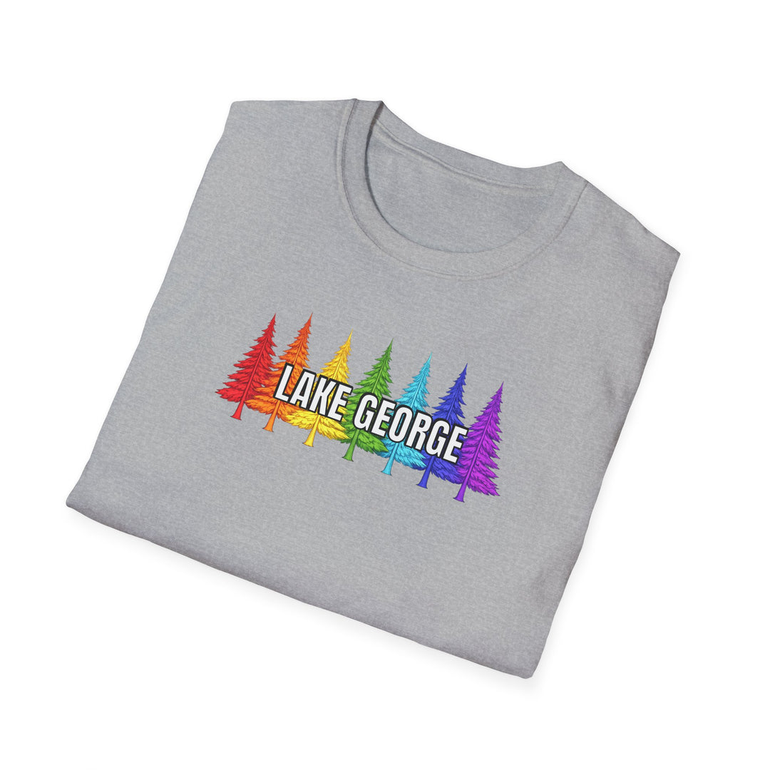 Lake George Unisex T-Shirt - Rainbow Trees