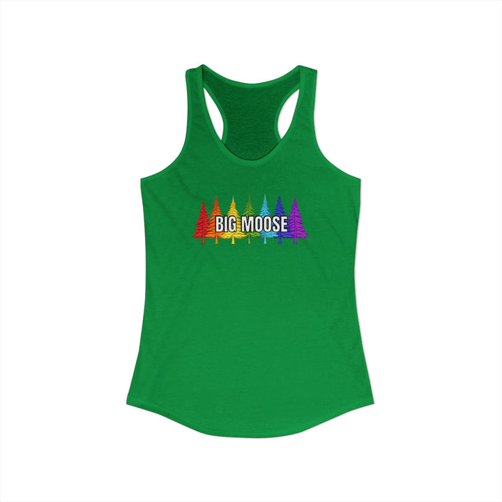 Big Moose Rainbow Trees Ladies Racerback