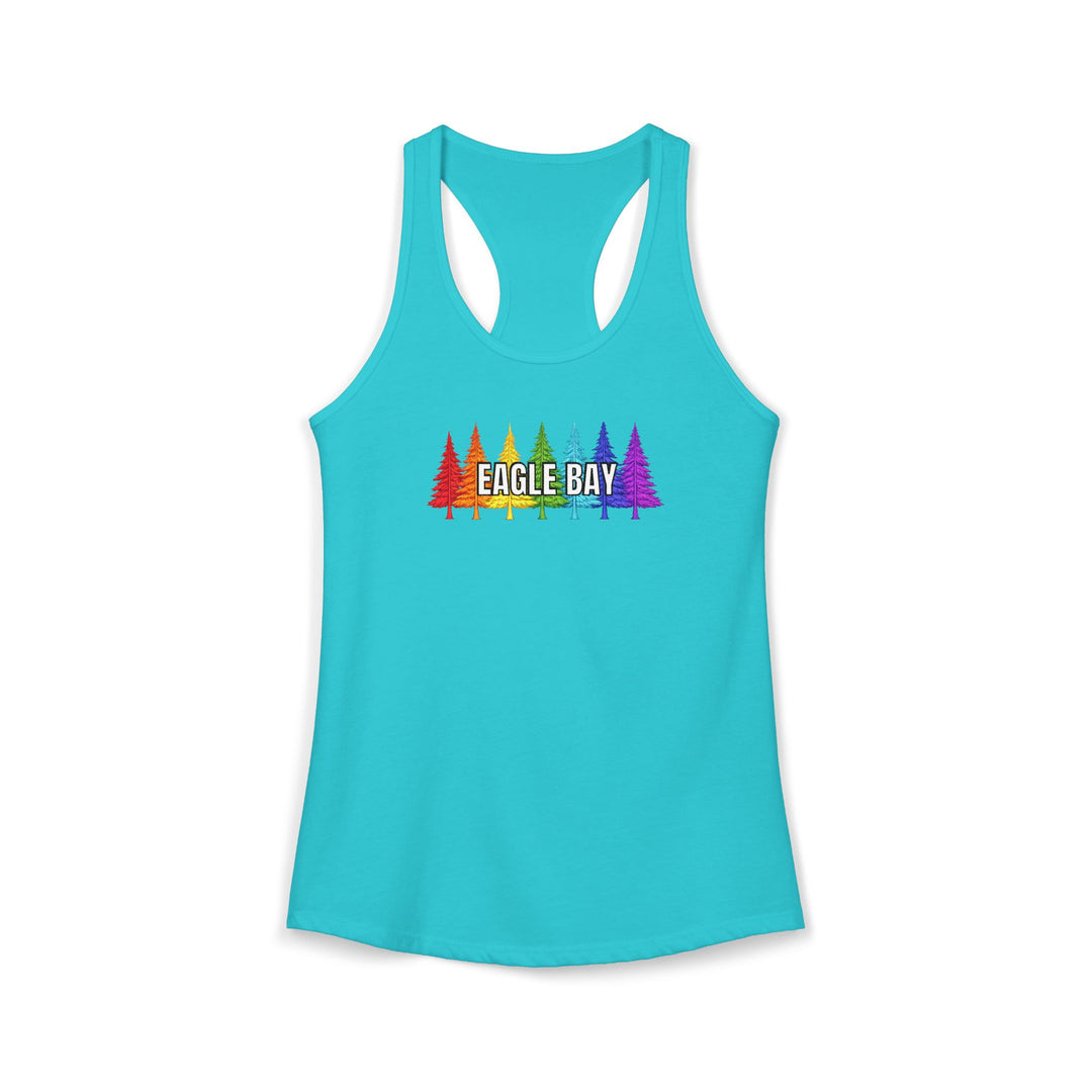 Eagle Bay Ladies Racerback - Rainbow Trees