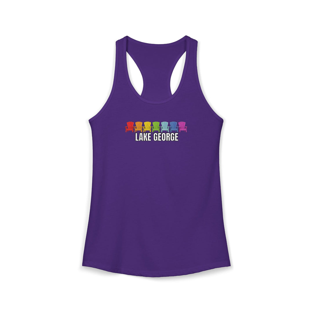 Lake George Rainbow Chairs Racerback Tank