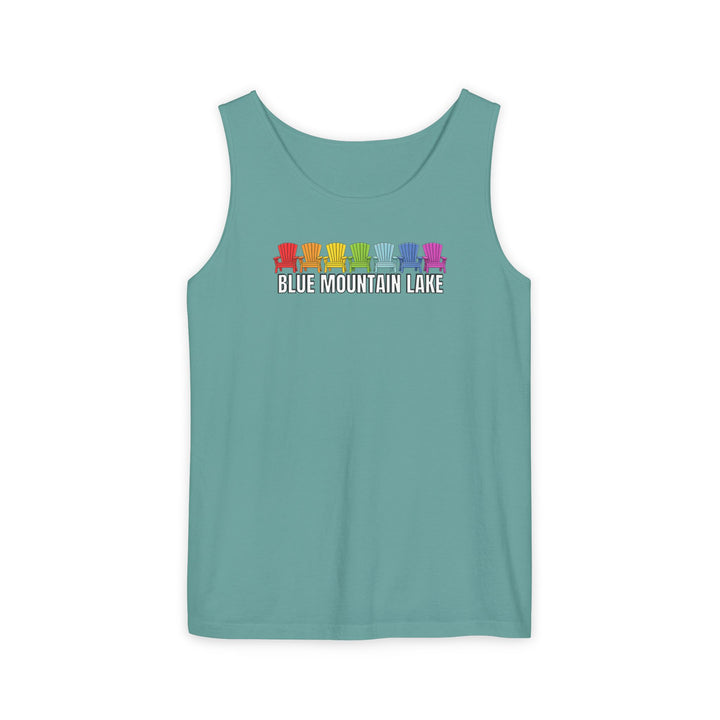 Blue Mountain Lake Rainbow Chairs Unisex Tank