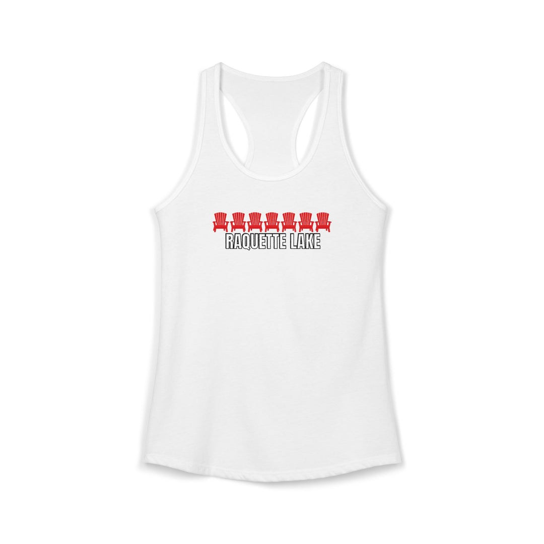 Raquette Lake Ladies Racerback - Red Chairs