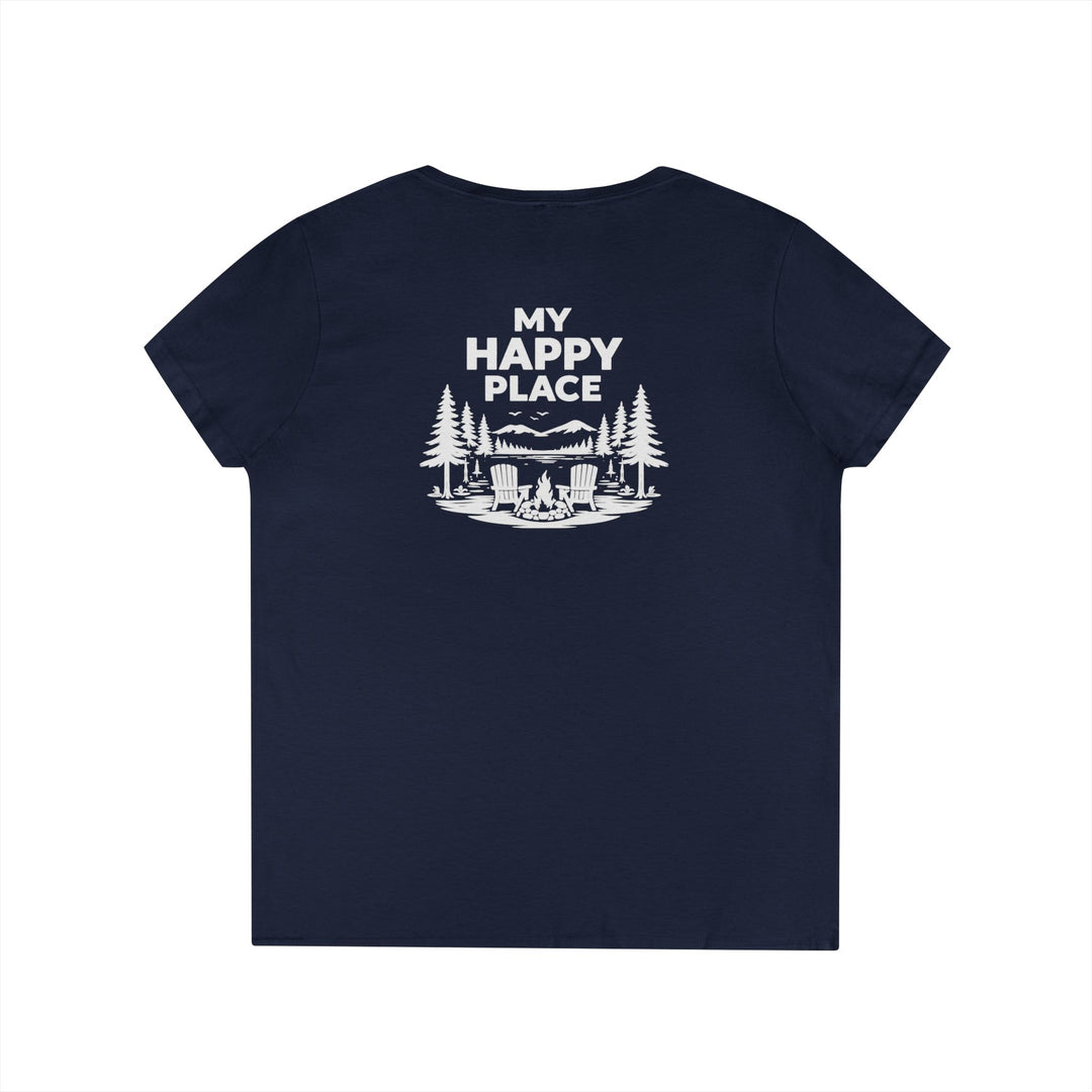 Long Lake My Happy Place Ladies V-Neck T-Shirt