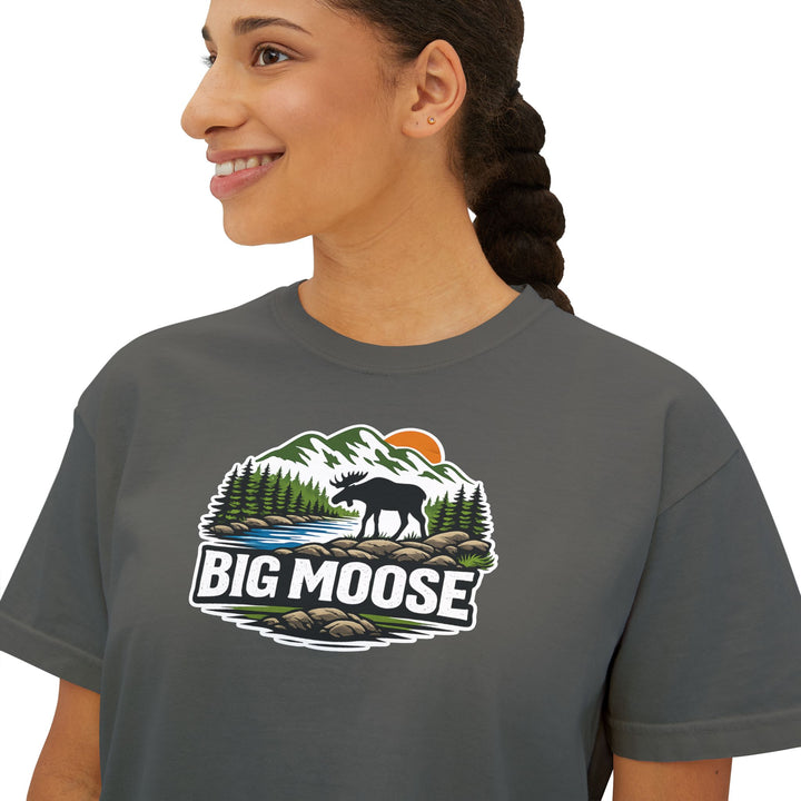 Big Moose Sunset Ladies Boxy Tee