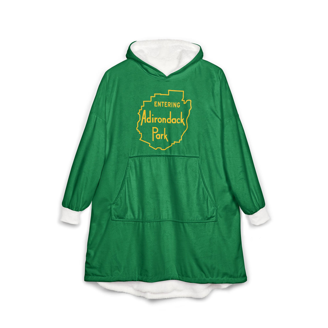 Entering Adirondack Park Hooded Blanket - Green