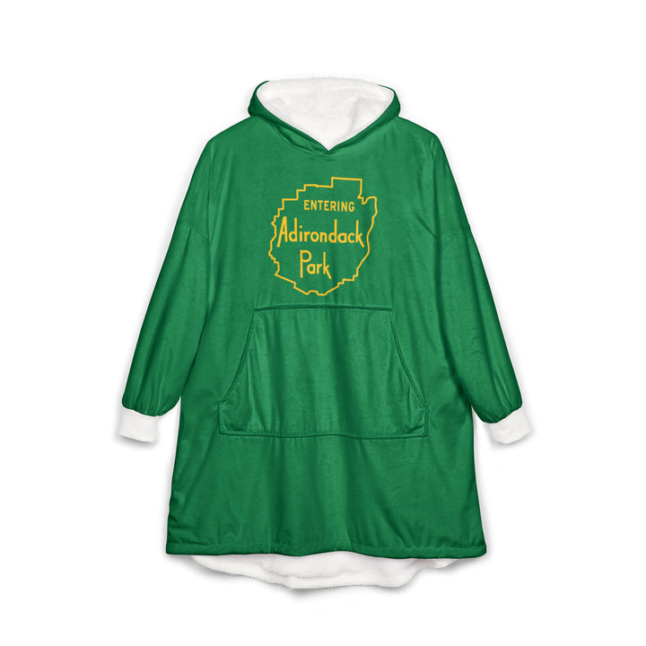 Entering Adirondack Park Hooded Blanket - Green