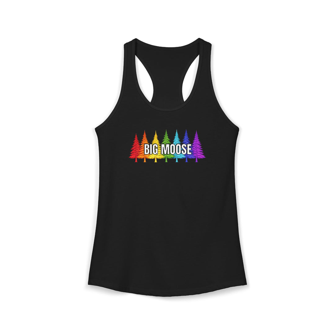 Big Moose Rainbow Trees Ladies Racerback