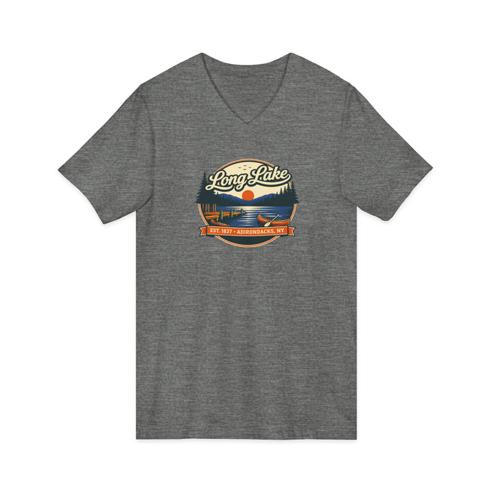 Long Lake Sunset Unisex V-Neck T-Shirt