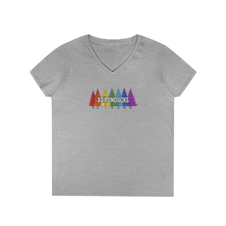 Adirondack Rainbow Tree Ladies V-Neck