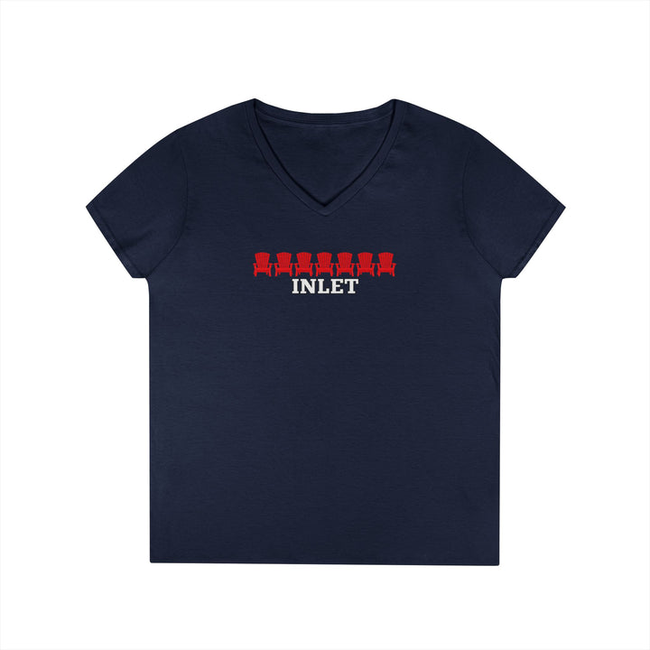 Inlet Ladies V-Neck T-Shirt - Red Chairs