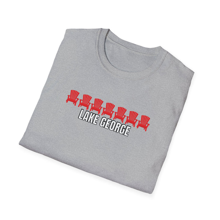 Lake George Unisex T-Shirt - Red Chairs