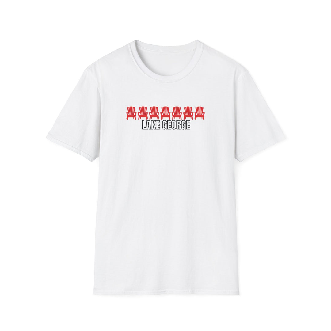 Lake George Unisex T-Shirt - Red Chairs