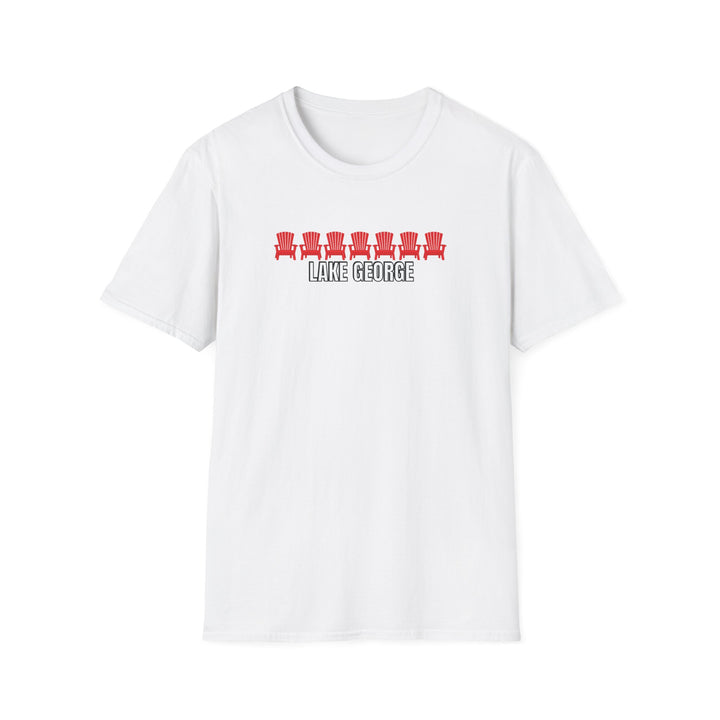 Lake George Unisex T-Shirt - Red Chairs