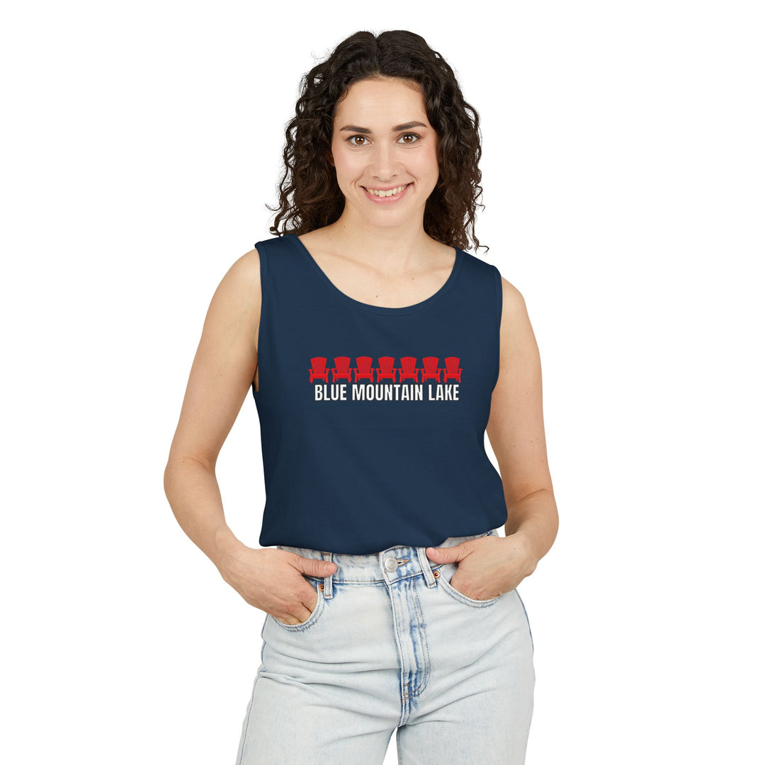 Blue Mountain Lake ADK Chairs Unisex Tank