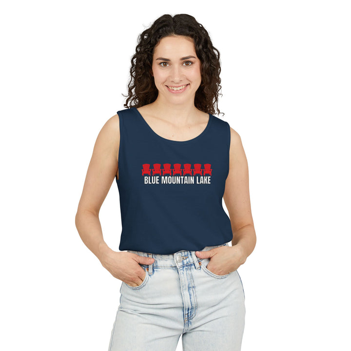 Blue Mountain Lake ADK Chairs Unisex Tank