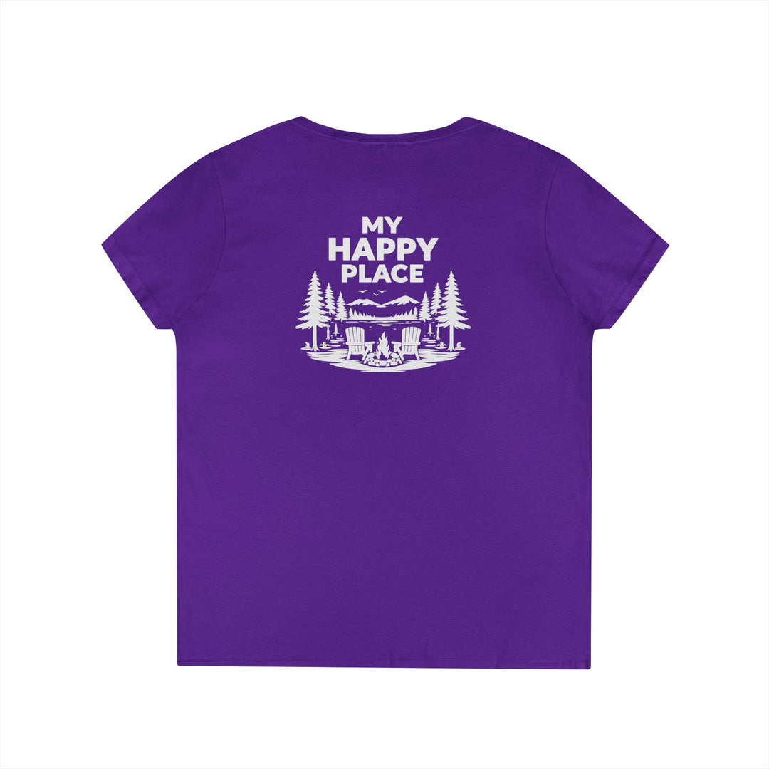 Long Lake My Happy Place Ladies V-Neck T-Shirt