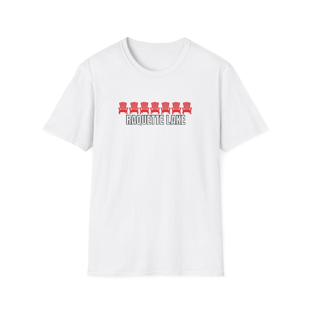 Raquette Lake Unisex T-Shirt - Red Chairs