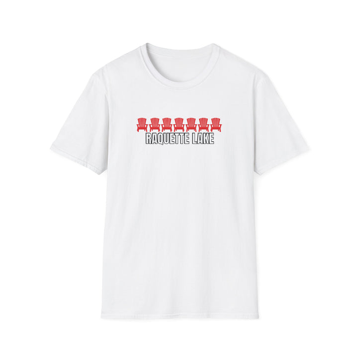 Raquette Lake Unisex T-Shirt - Red Chairs