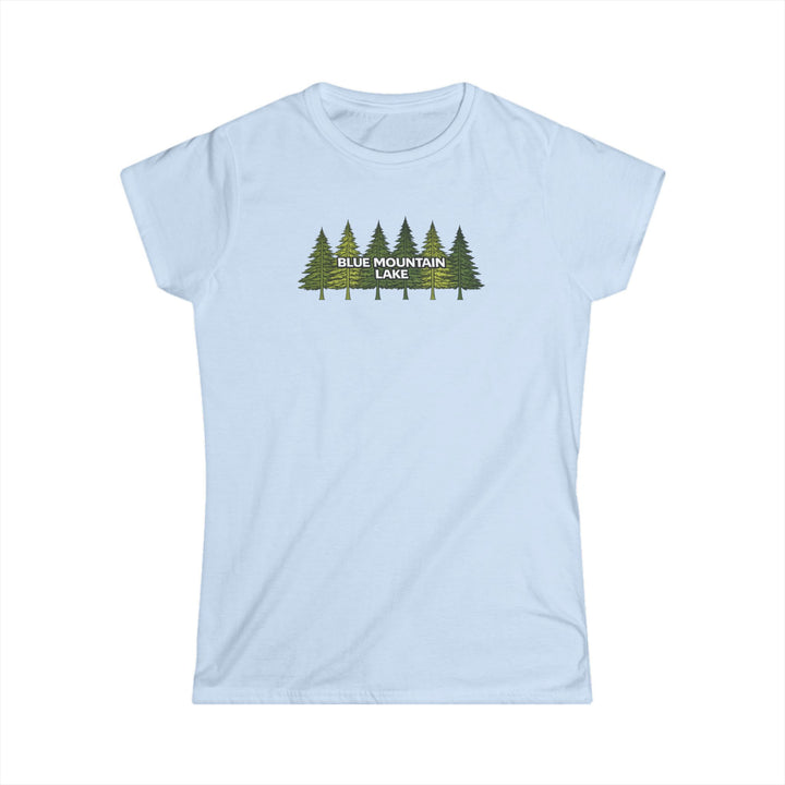 Blue Mountain Lake Pine Trees Ladies Tee