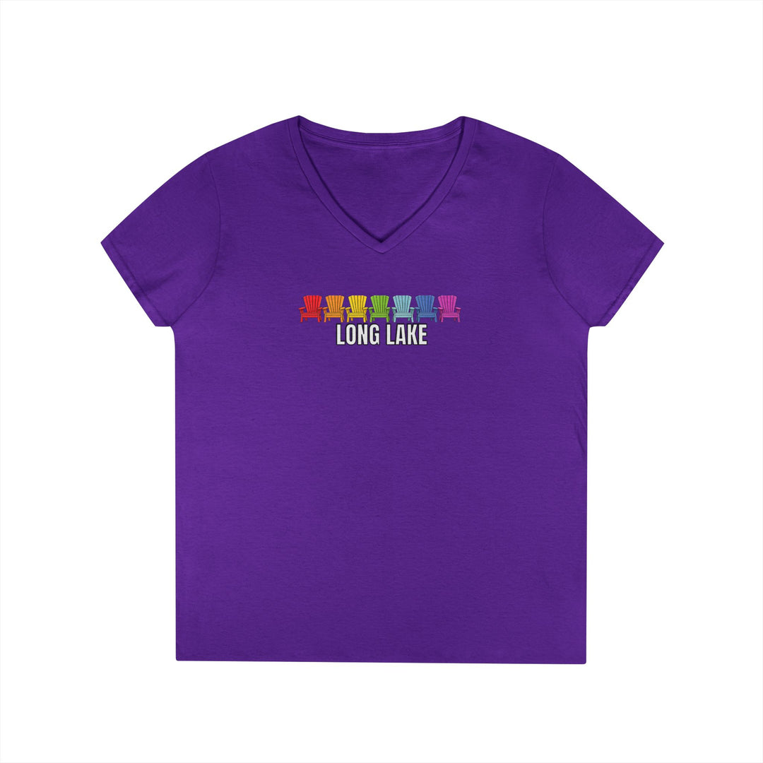 Long Lake Rainbow Chairs  Ladies V-Neck T-Shirt