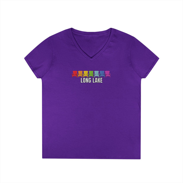 Long Lake Rainbow Chairs  Ladies V-Neck T-Shirt