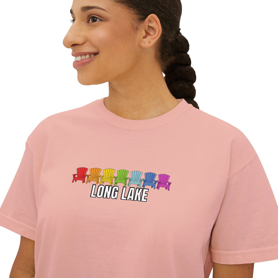 Long Lake Rainbow Chairs Ladies Boxy Tee