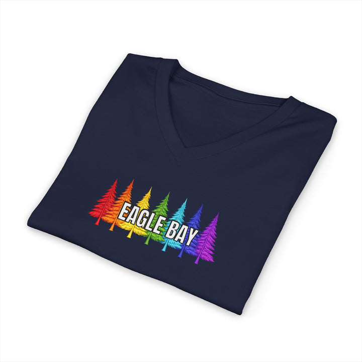 Eagle Bay Unisex V-Neck T-Shirt - Rainbow Trees