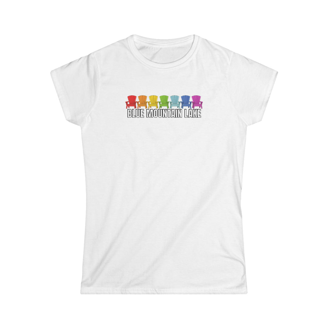 Blue Mountain Lake Rainbow Chairs Ladies Tee