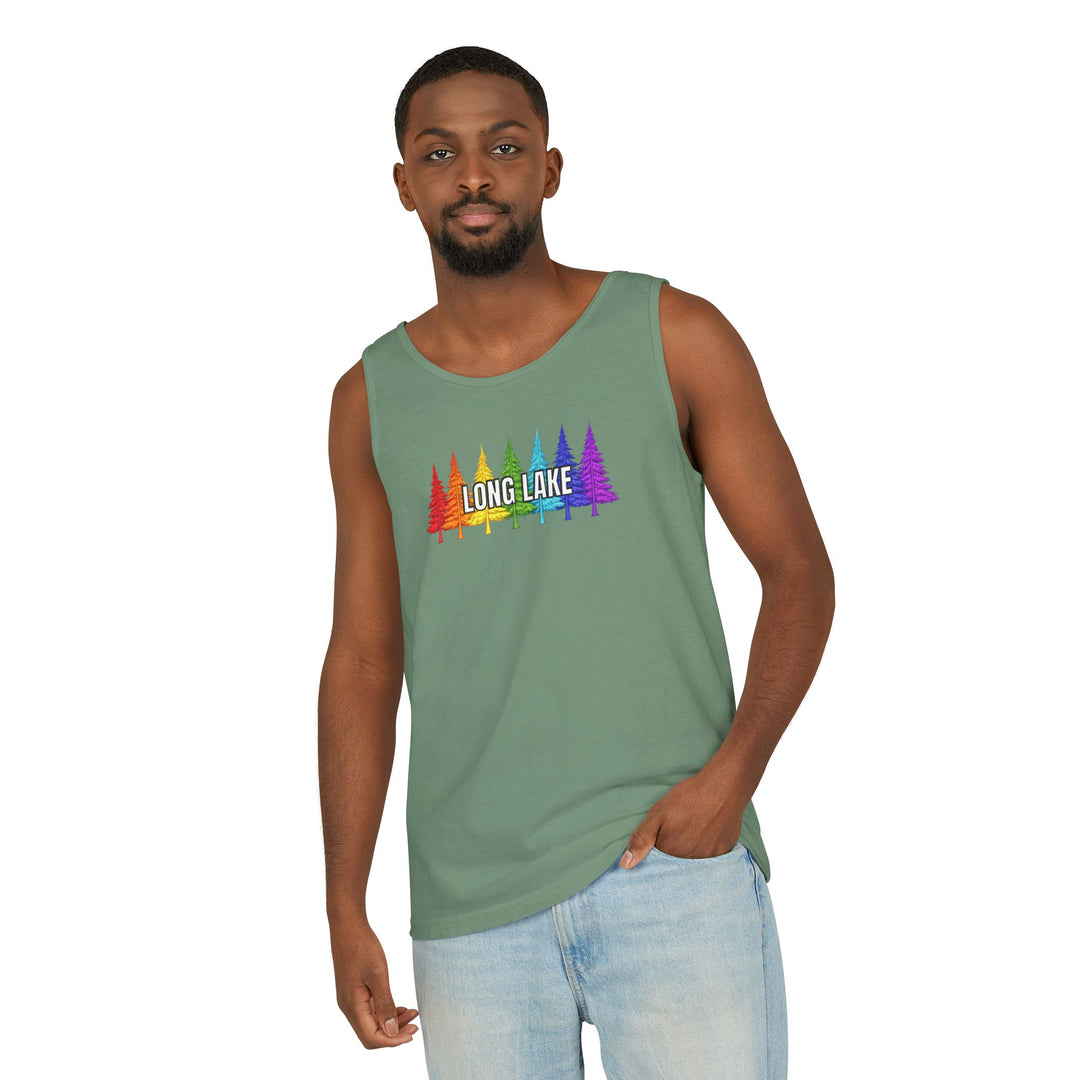 Long Lake Rainbow Trees Unisex Tank