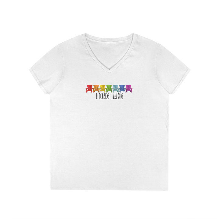 Long Lake Rainbow Chairs  Ladies V-Neck T-Shirt