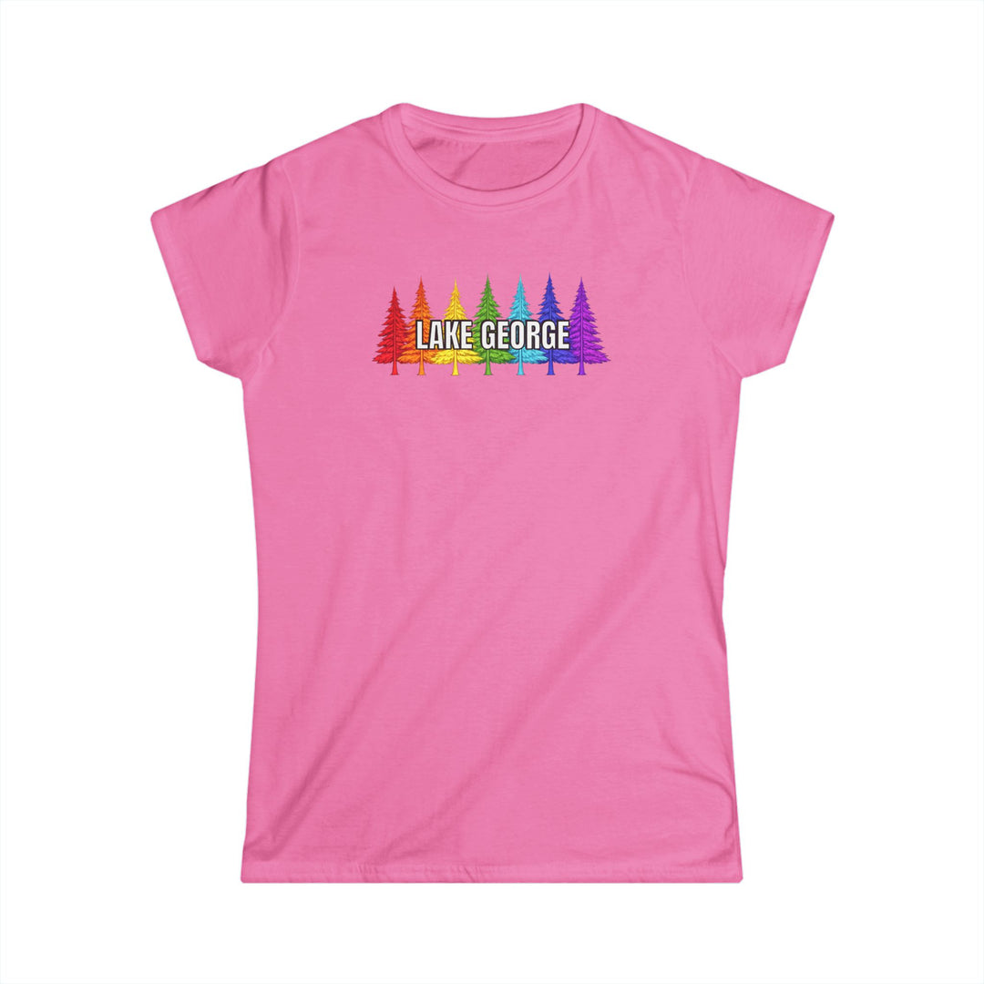 Lake George Ladies T-Shirt - Rainbow Trees
