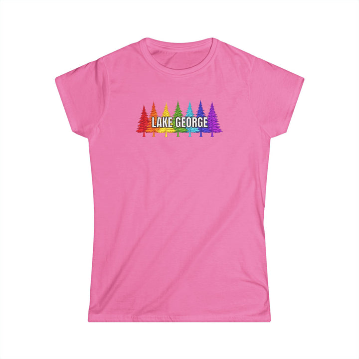 Lake George Ladies T-Shirt - Rainbow Trees