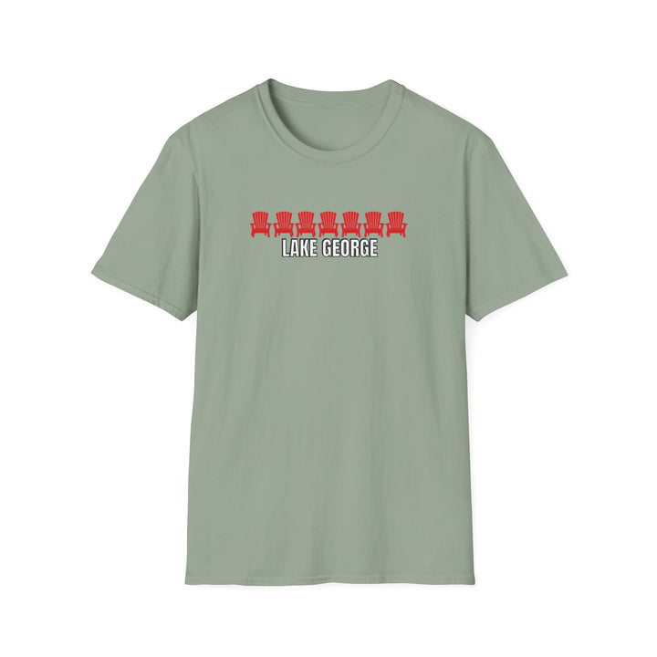 Lake George Unisex T-Shirt - Red Chairs