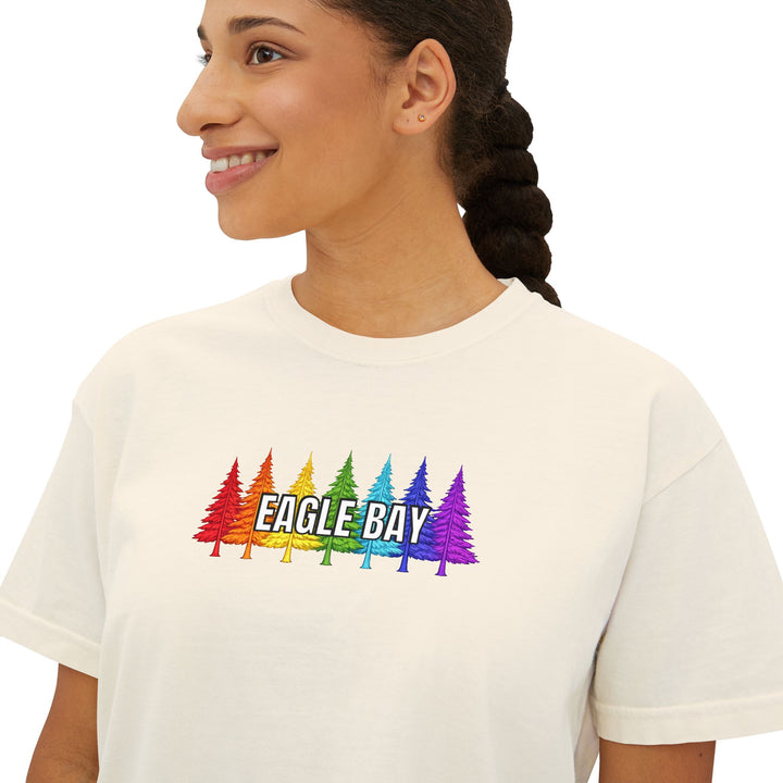 Eagle Bay Ladies Boxy Tee - Rainbow Trees