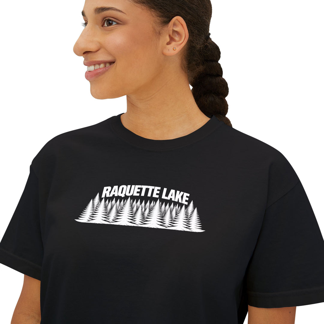 Raquette Lake Ladies Boxy Tee - Trees