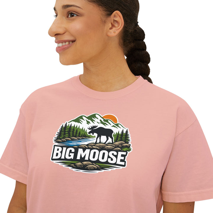 Big Moose Sunset Ladies Boxy Tee