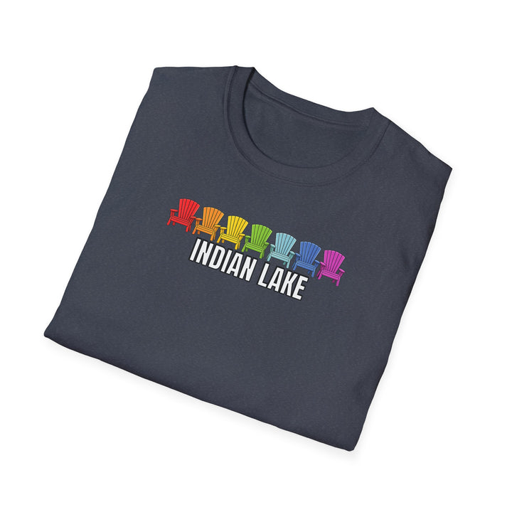 Indian Lake Unisex T-Shirt - Rainbow Chairs