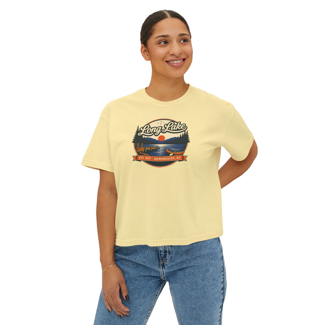 Long Lake Sunset Ladies Boxy Tee