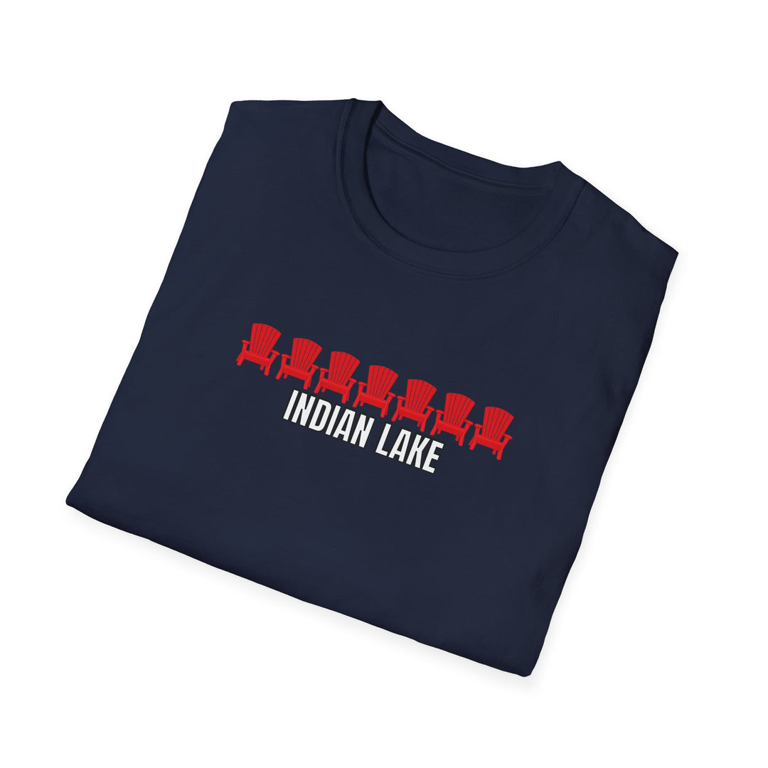 Indian Lake Unisex T-Shirt - Red Chairs