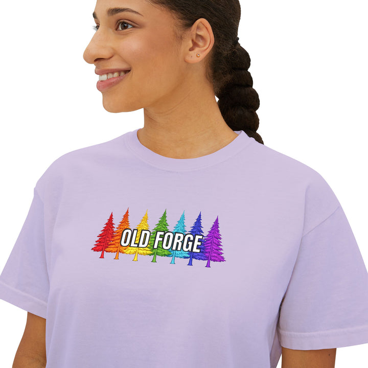 Old Forge Rainbow Trees Ladies Boxy Tee