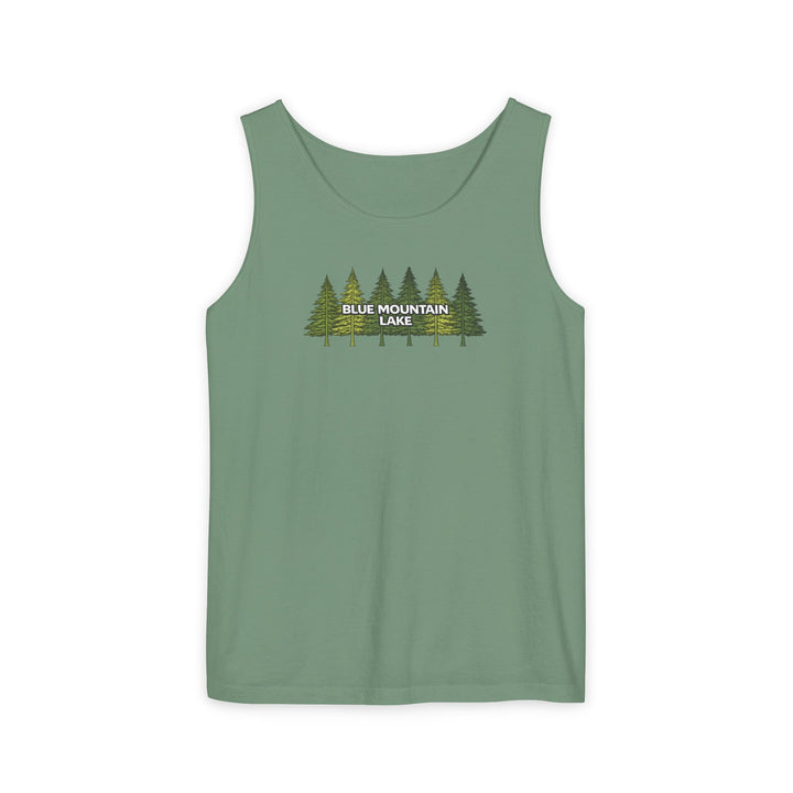 Blue Mountain Lake Pine Trees Unisex Tank