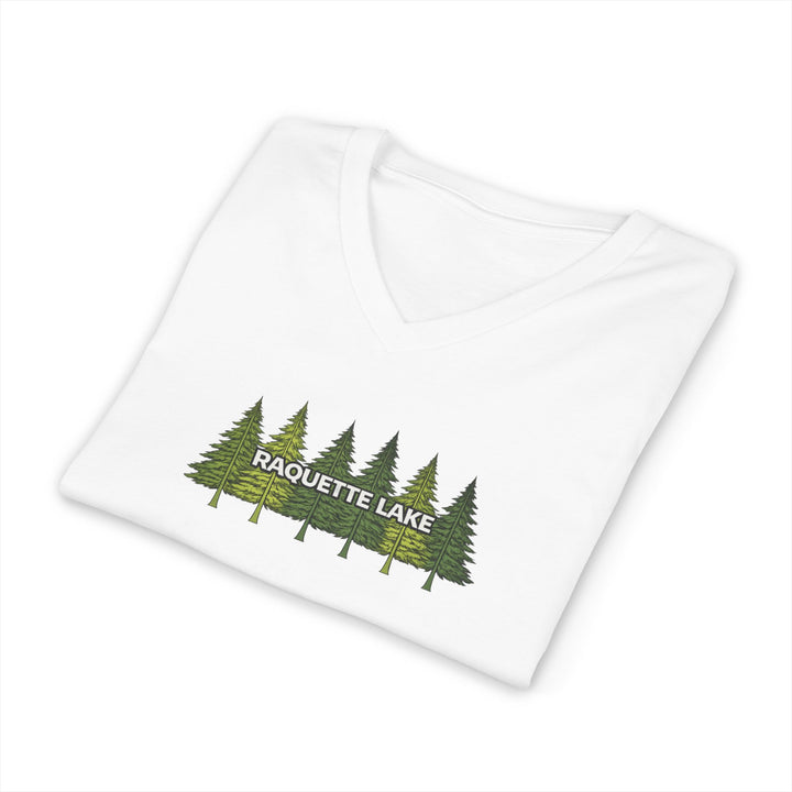 Raquette Lake Unisex V-Neck T-Shirt - Pine Tree
