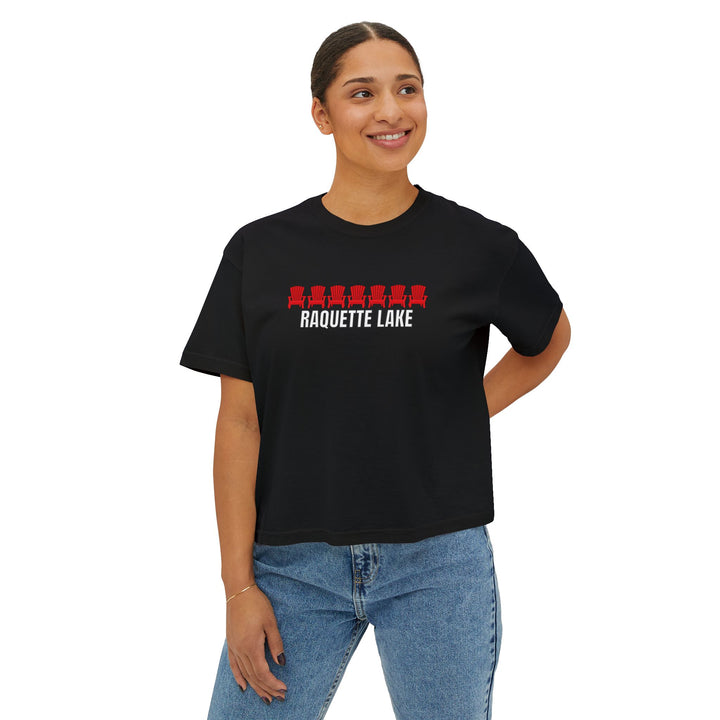 Raquette Lake Ladies Boxy Tee - Red Chairs