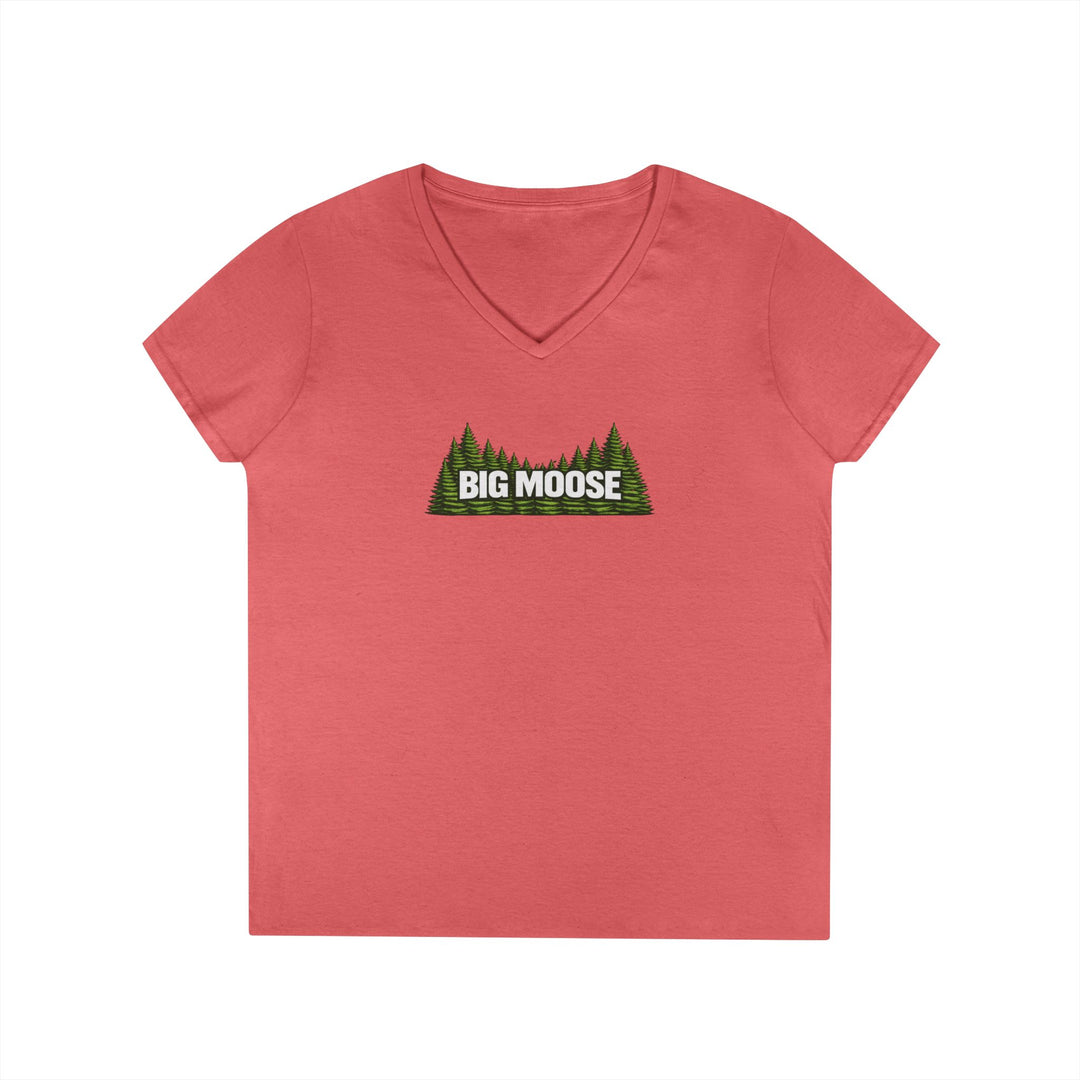 Big Moose Trees Ladies V-Neck T-Shirt