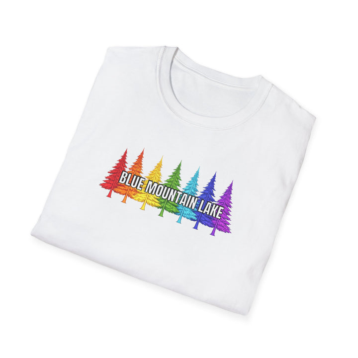 Blue Mountain Lake Rainbow Trees Unisex T-Shirt