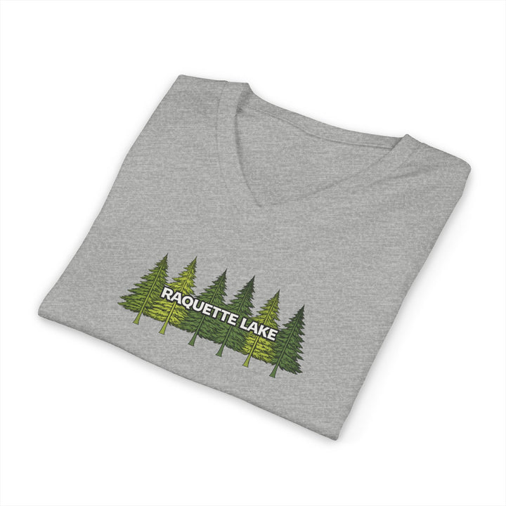 Raquette Lake Unisex V-Neck T-Shirt - Pine Tree