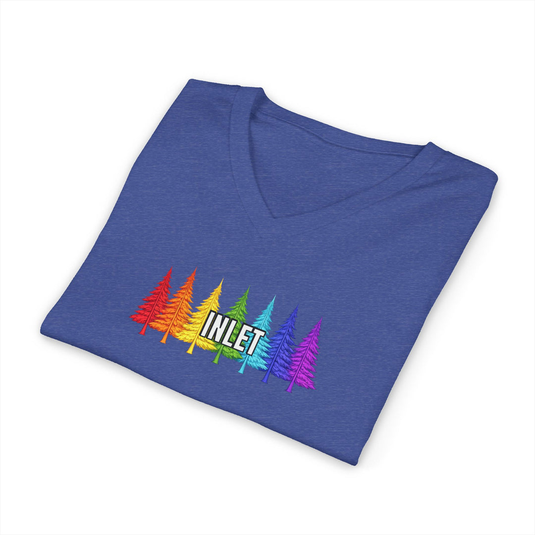 Inlet Unisex V-Neck T-Shirt - Rainbow Trees