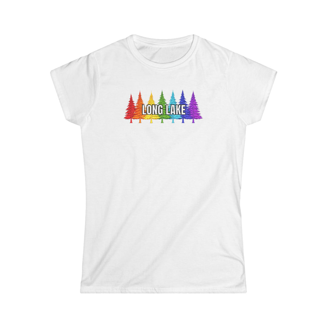 Long Lake Rainbow Trees Ladies Tee