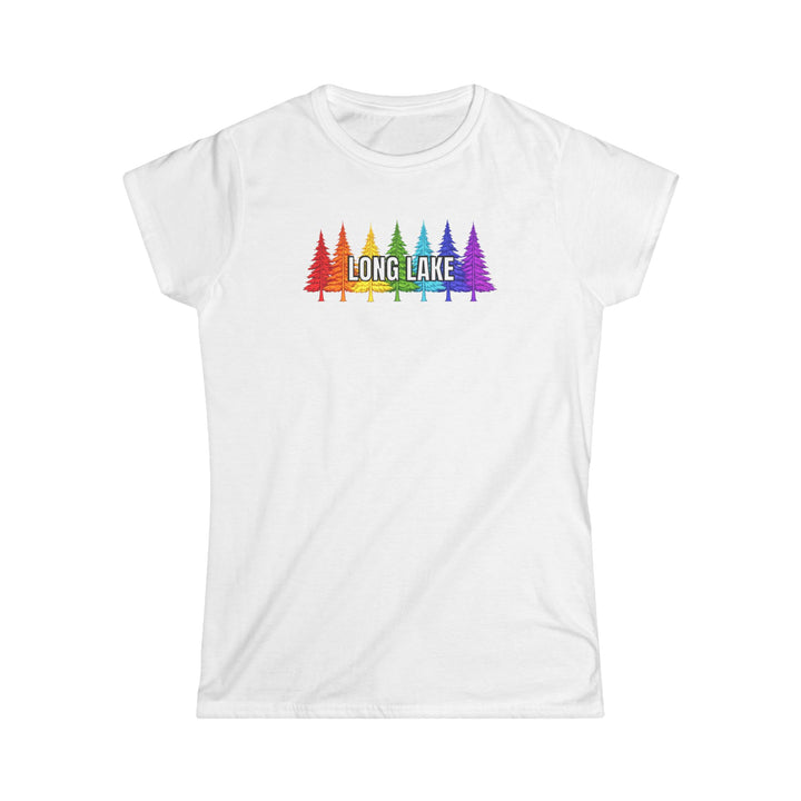 Long Lake Rainbow Trees Ladies Tee